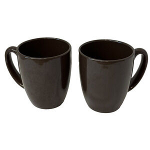CORELLE Coordinate Stoneware Deep Brown coffee Mugs set of 2 CLEAN/VINTAGE